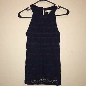 Dark navy halter lace top